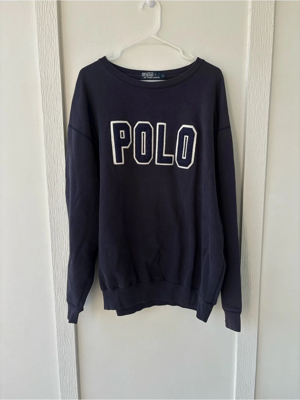 Vintage Polo Ralph Lauren Navy Felt Logo Crewneck Sweatshirt Men’s
